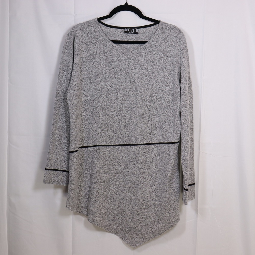 BAR by Melis Kozan Tunic Top Medium Gray Womens Asymmetric Marled Knit
